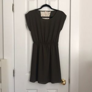 Dark green orange creek dress with lace back